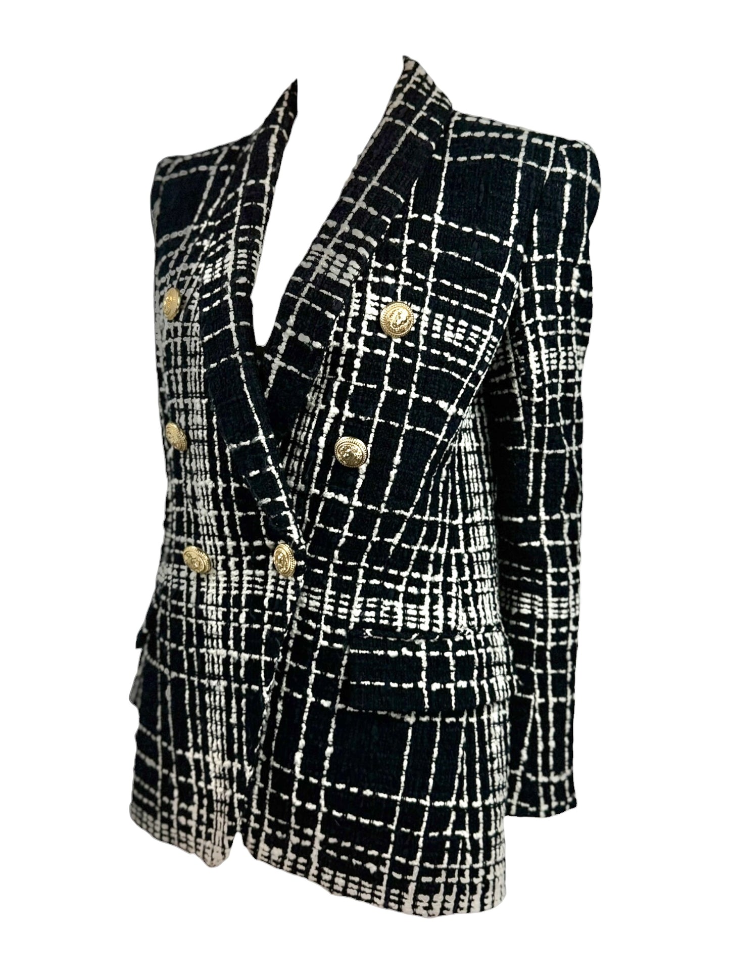 Balmain black white tweed jacket