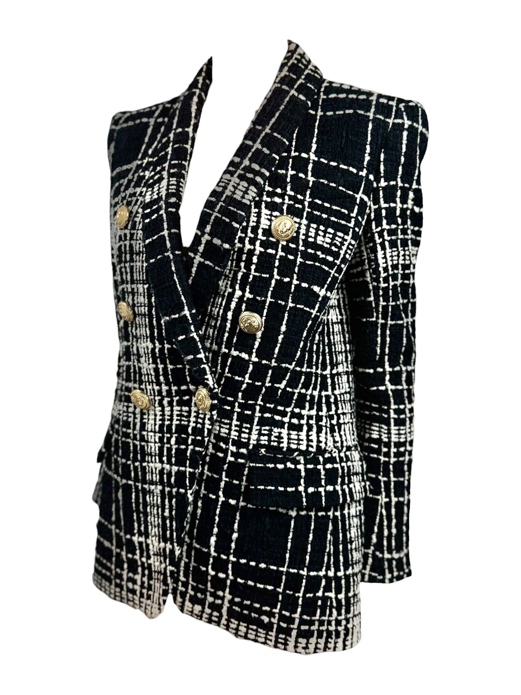 Balmain black white tweed jacket