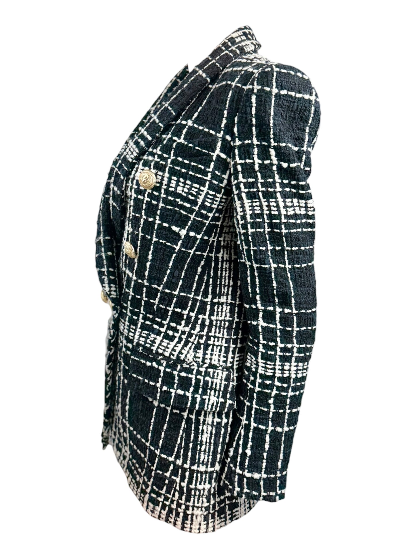 Balmain black white tweed jacket