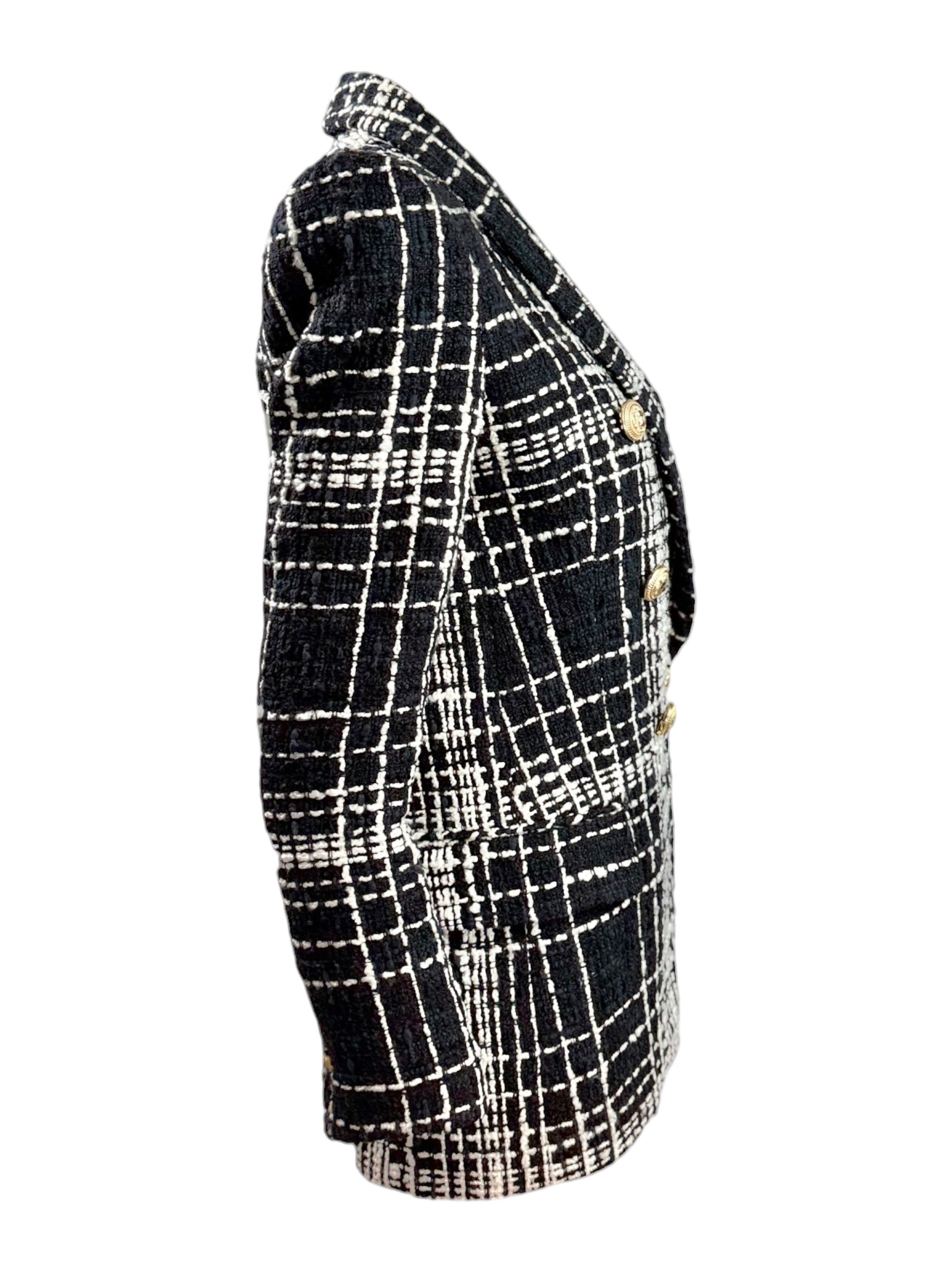 Balmain black white tweed jacket