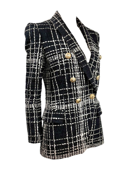 Balmain black white tweed jacket