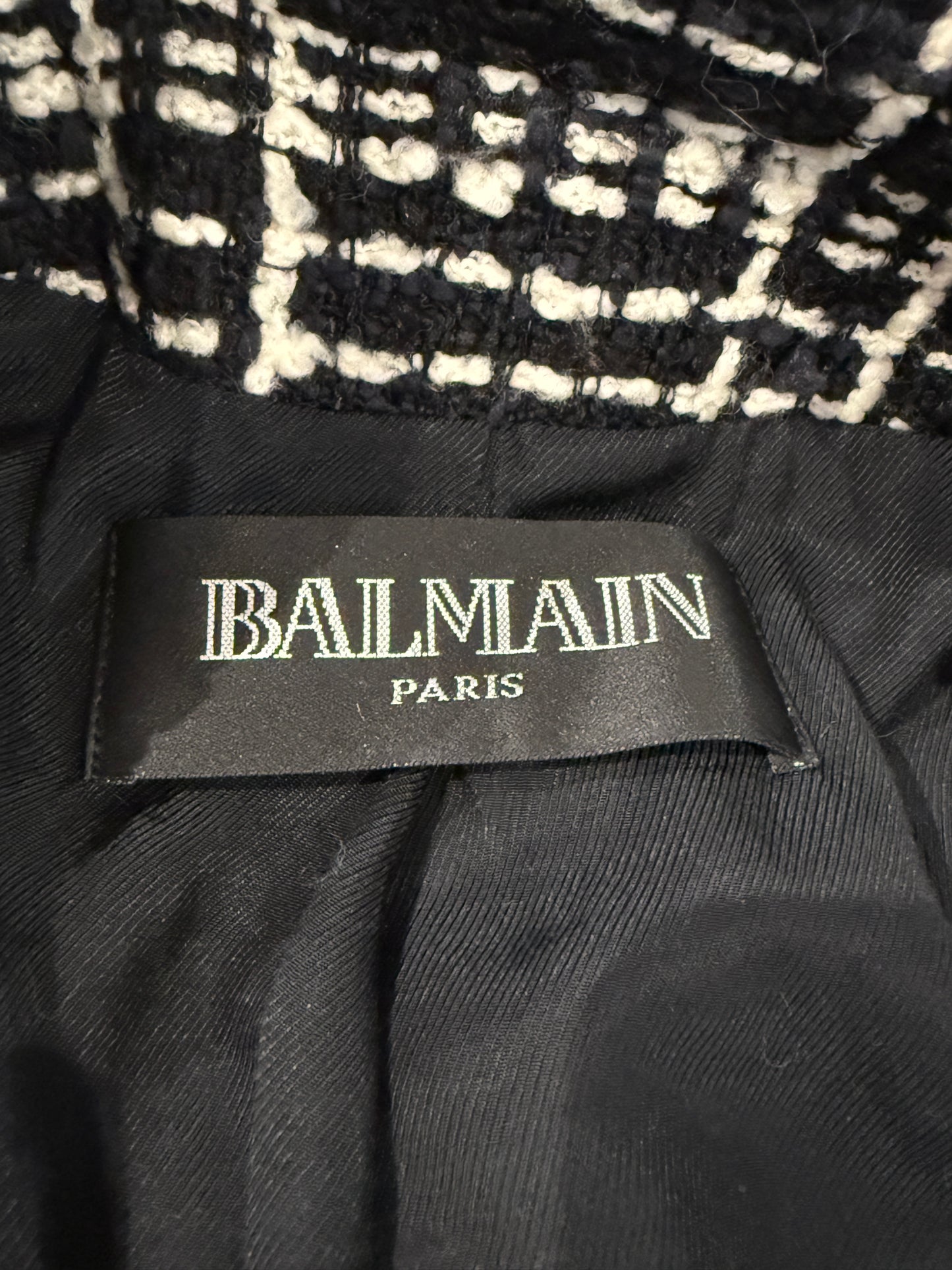 Balmain black white tweed jacket