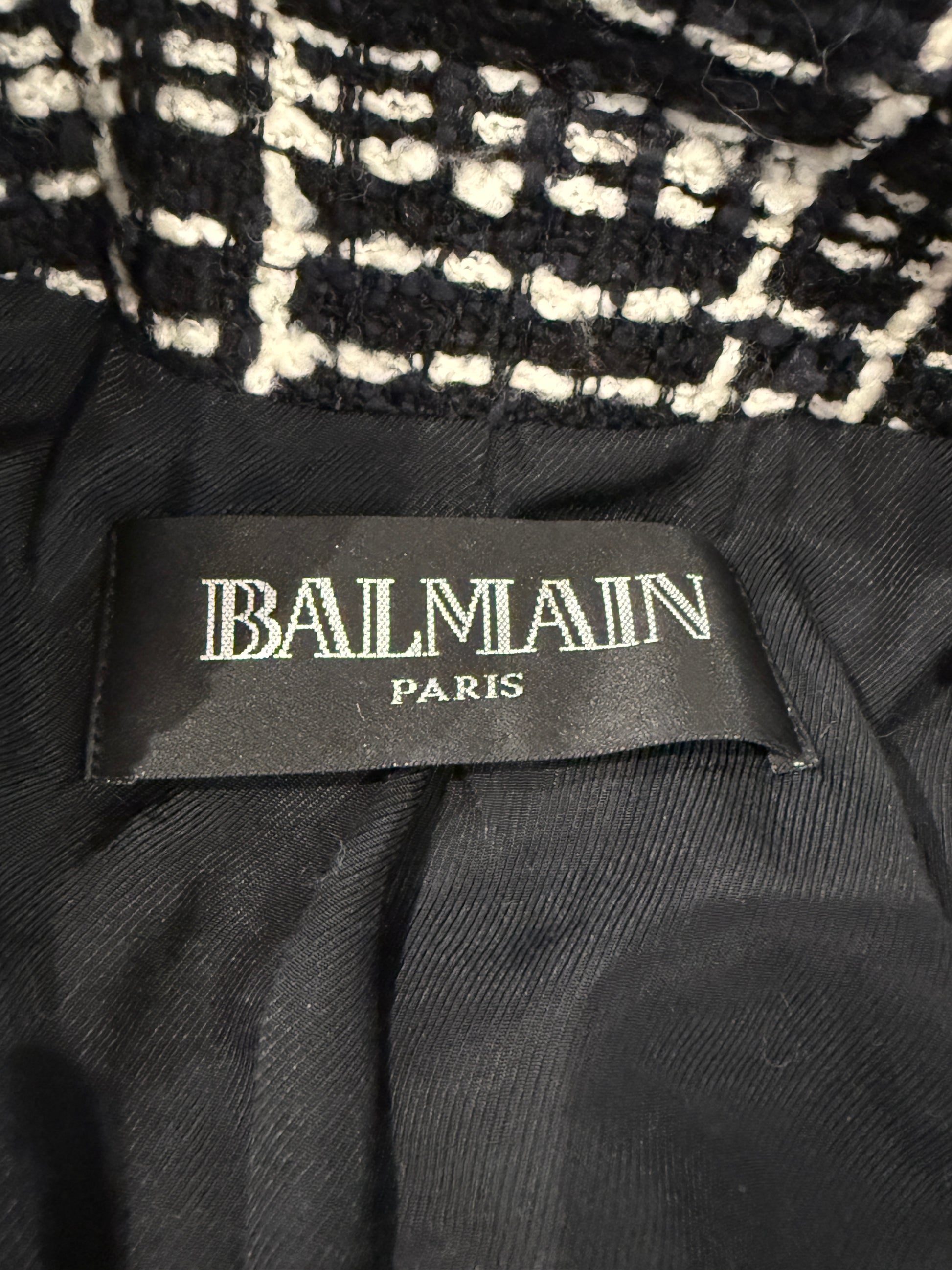 Balmain black white tweed jacket
