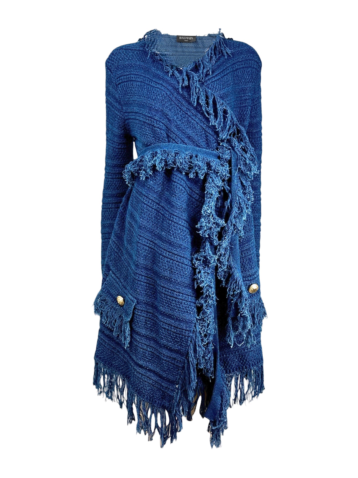 Balmain fringe vest denim knit