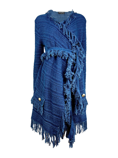 Balmain fringe vest denim knit