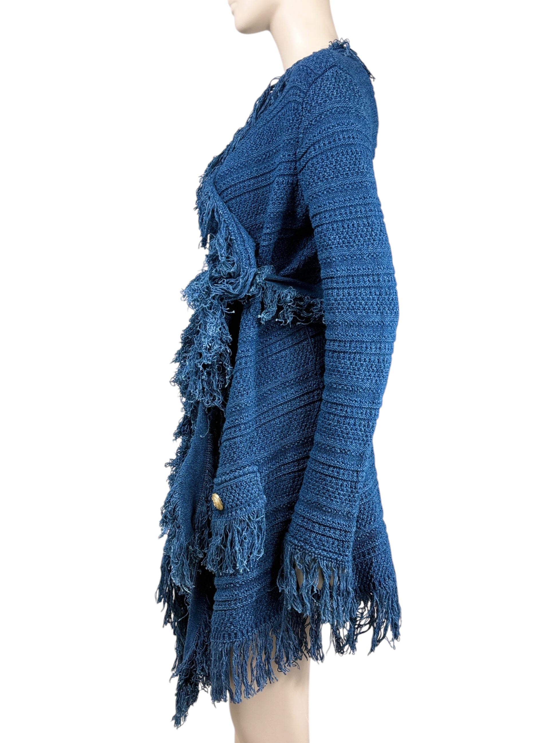 Balmain fringe vest denim knit