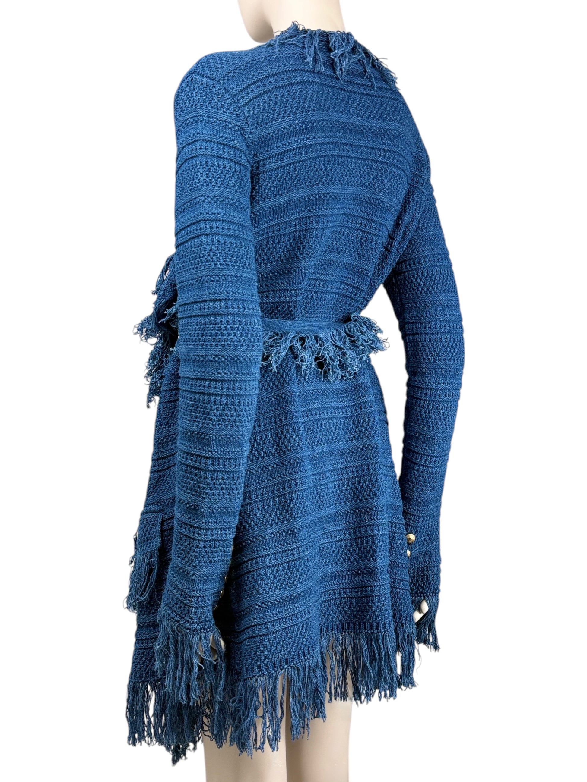 Balmain fringe vest denim knit