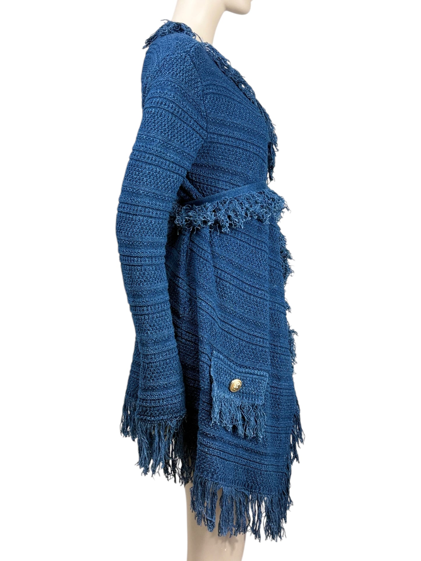 Balmain fringe vest denim knit