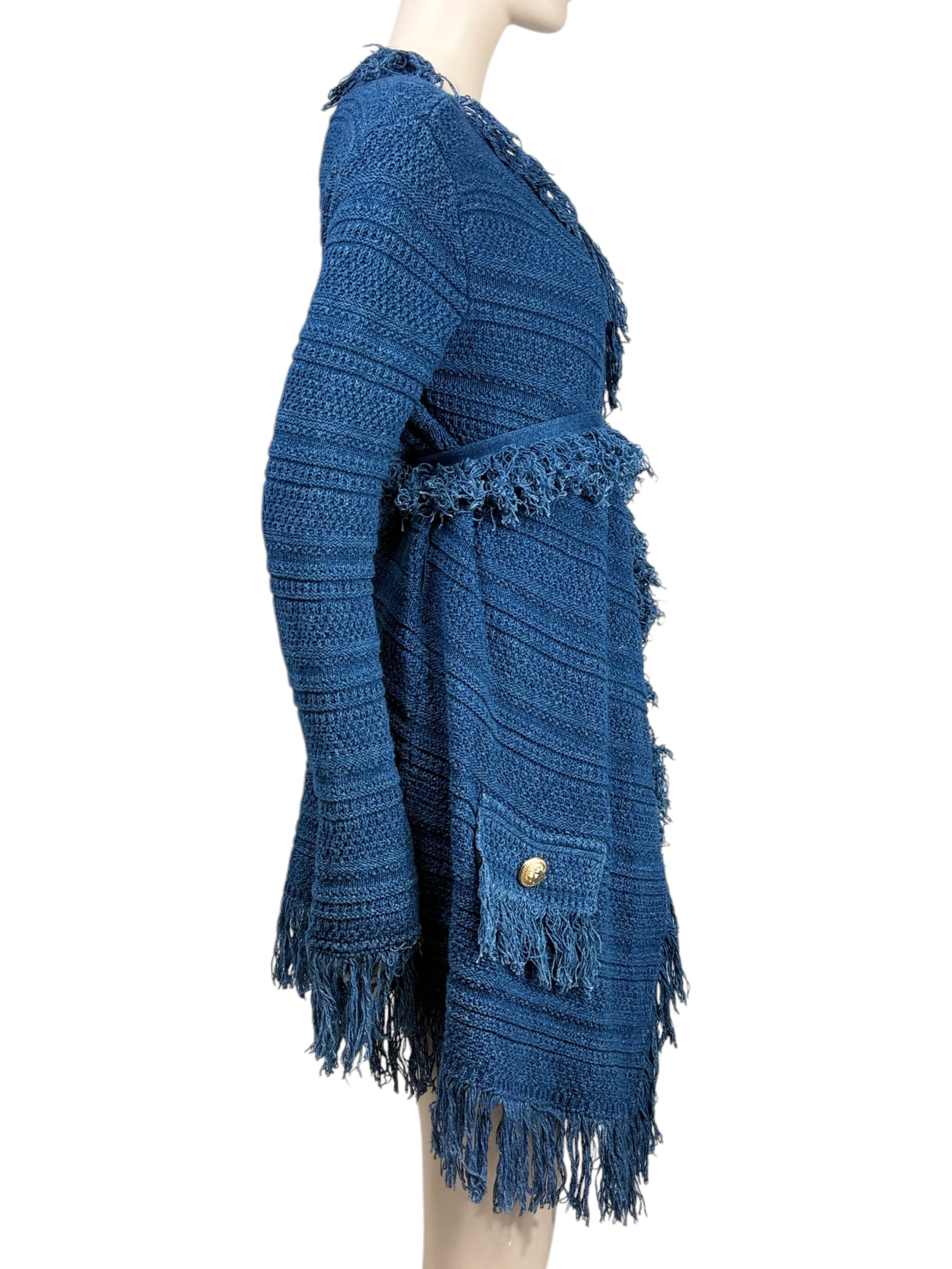 Balmain fringe vest denim knit