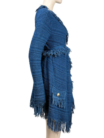 Balmain fringe vest denim knit
