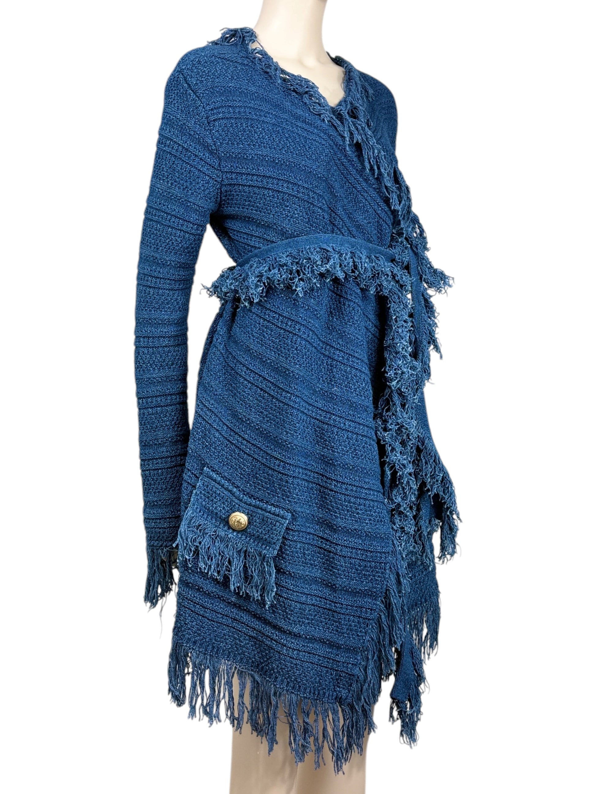 Balmain fringe vest denim knit