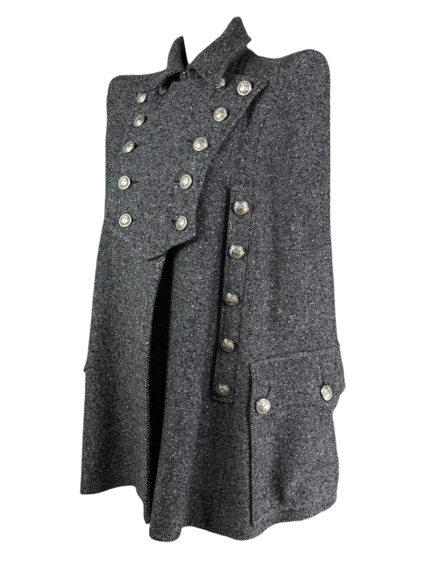 Balmain grey wool cape