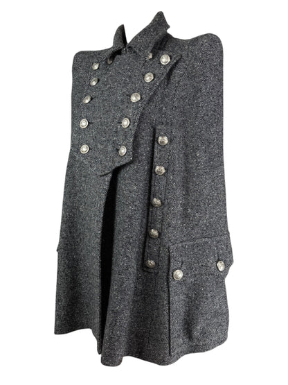 Balmain grey wool cape