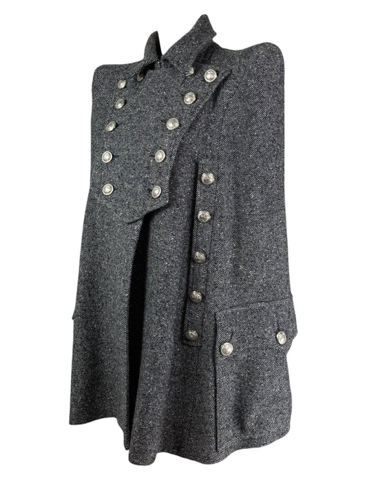 Balmain grey wool cape