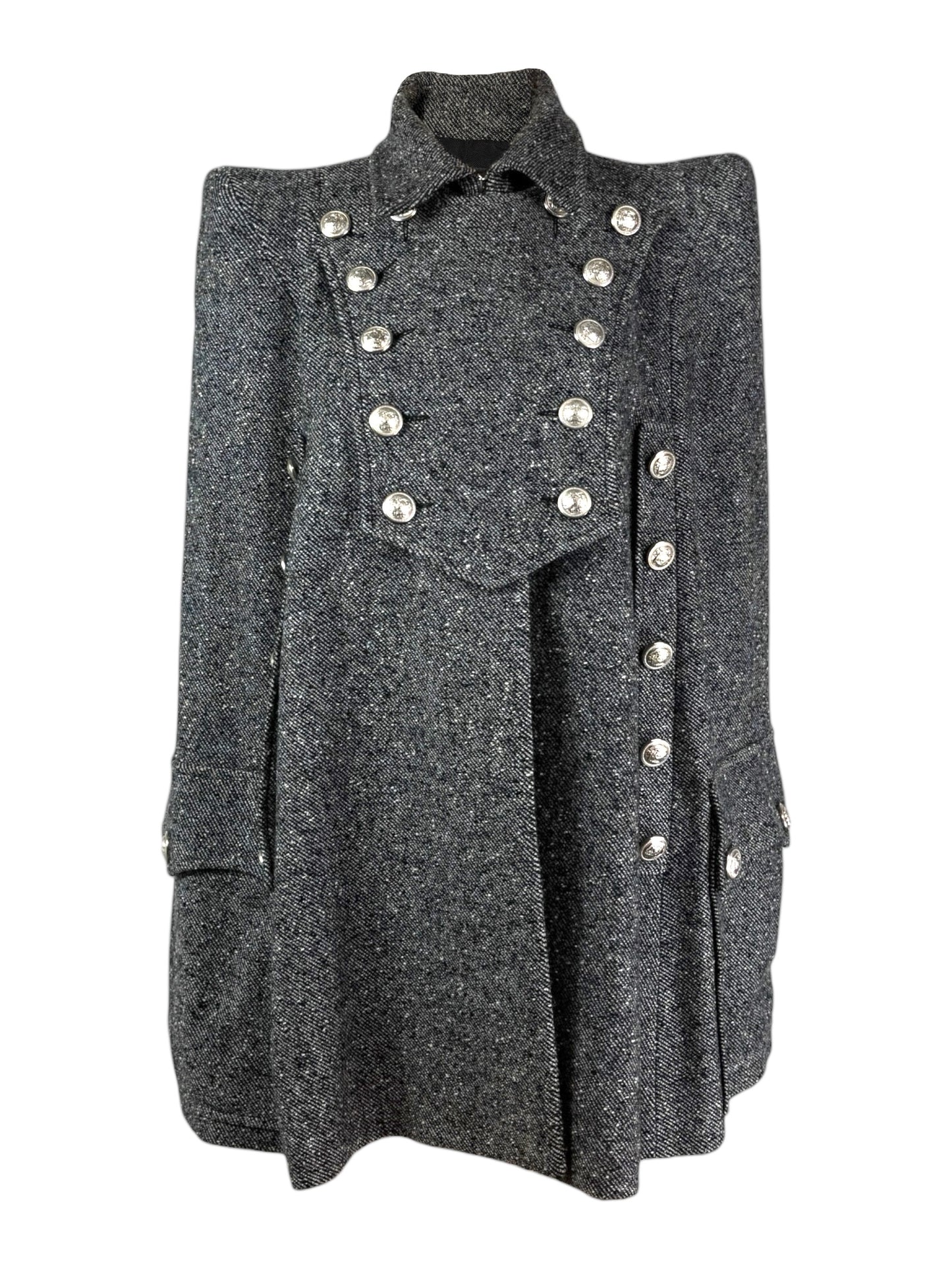 Balmain grey wool cape