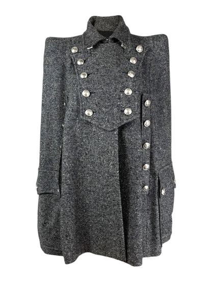 Balmain grey wool cape