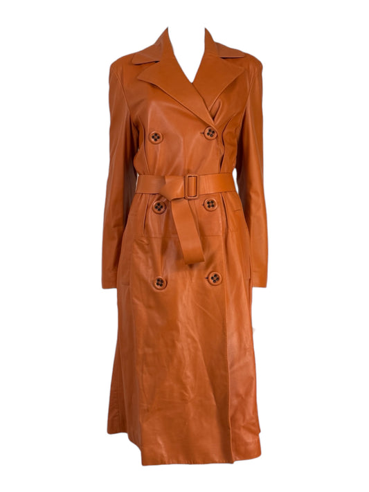 Bottega Veneta - Cognac lambskin leather trench coat