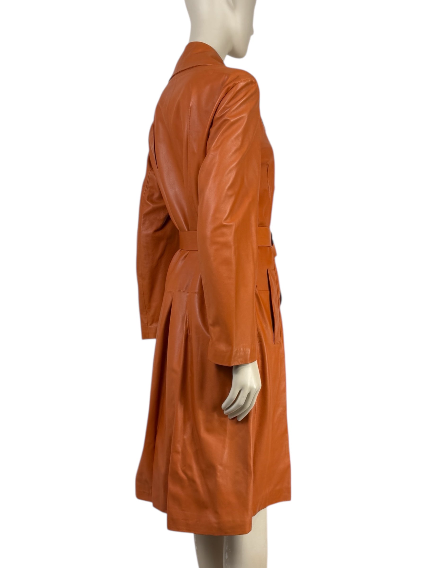 Bottega Veneta - Cognac lambskin leather trench coat 4