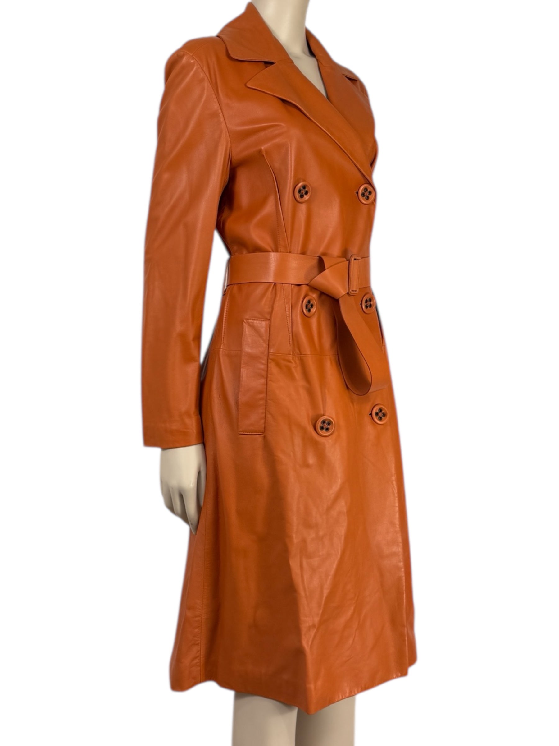 Bottega Veneta - Cognac lambskin leather trench coat 5