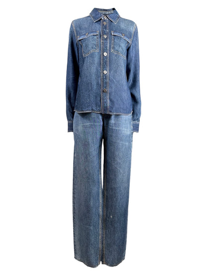 Bottega Veneta Matthieu Blazy Spring 2023 Denim printed trouser pant suits