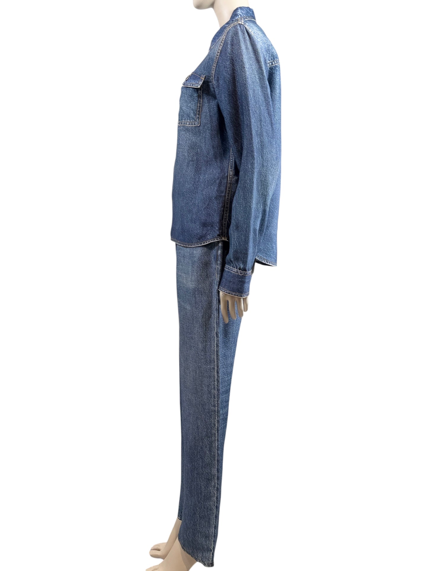 Bottega Veneta Matthieu Blazy Spring 2023 Denim printed trouser pant suits