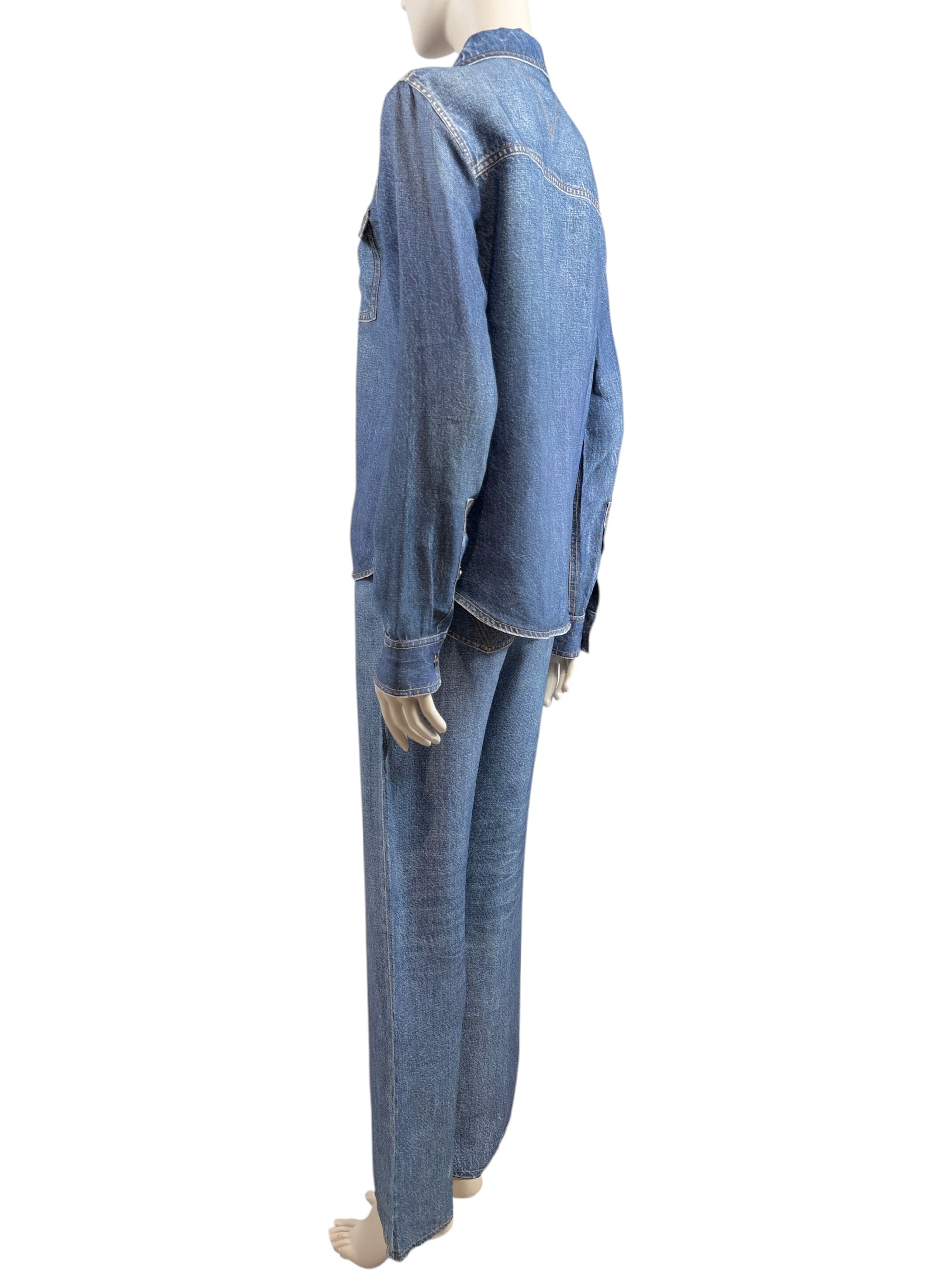 Bottega Veneta Matthieu Blazy Spring 2023 Denim printed trouser pant suits