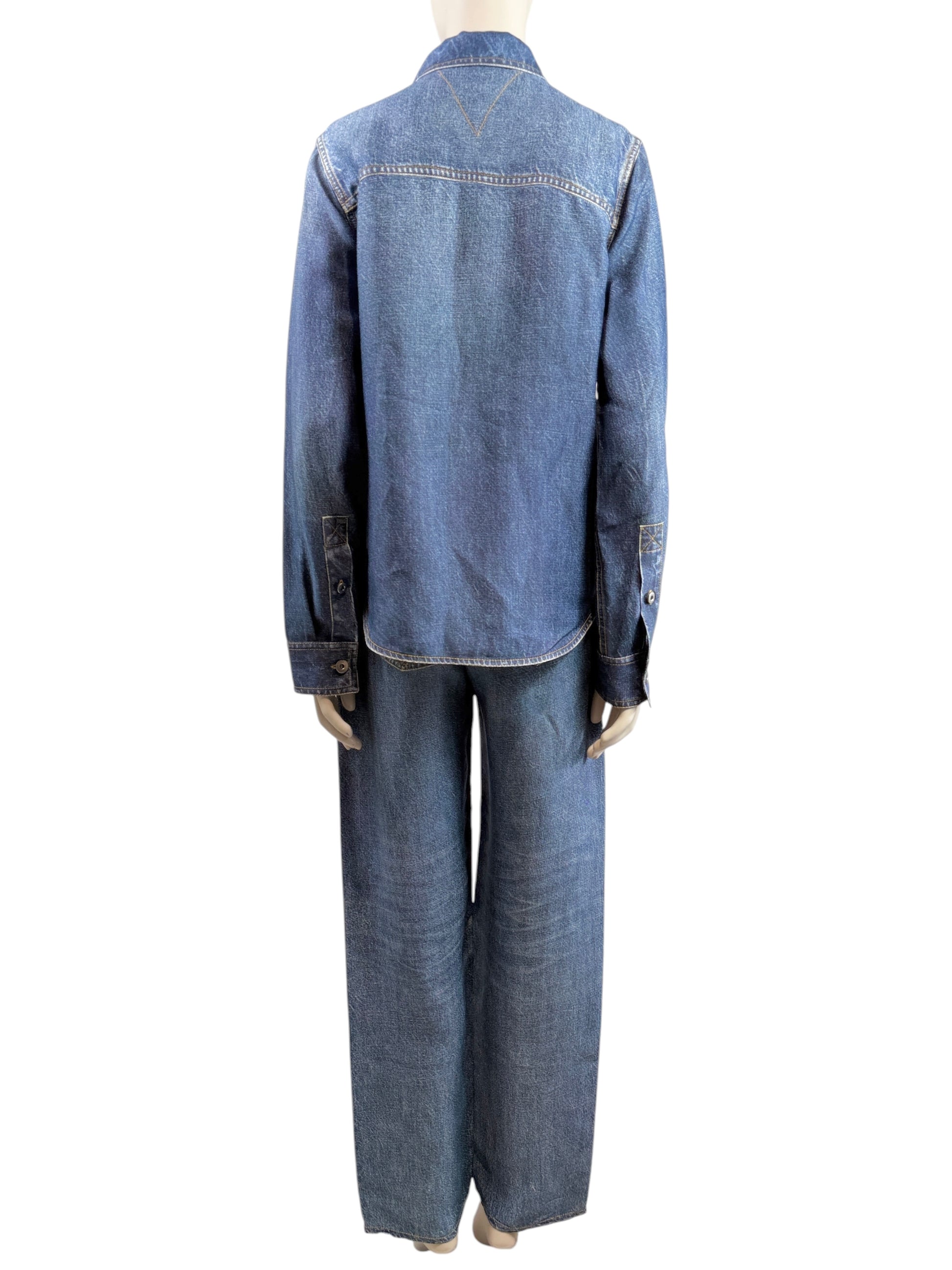 Bottega Veneta Matthieu Blazy Spring 2023 Denim printed trouser pant suits