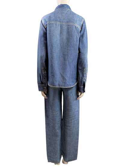 Bottega Veneta Matthieu Blazy Spring 2023 Denim printed trouser pant suits