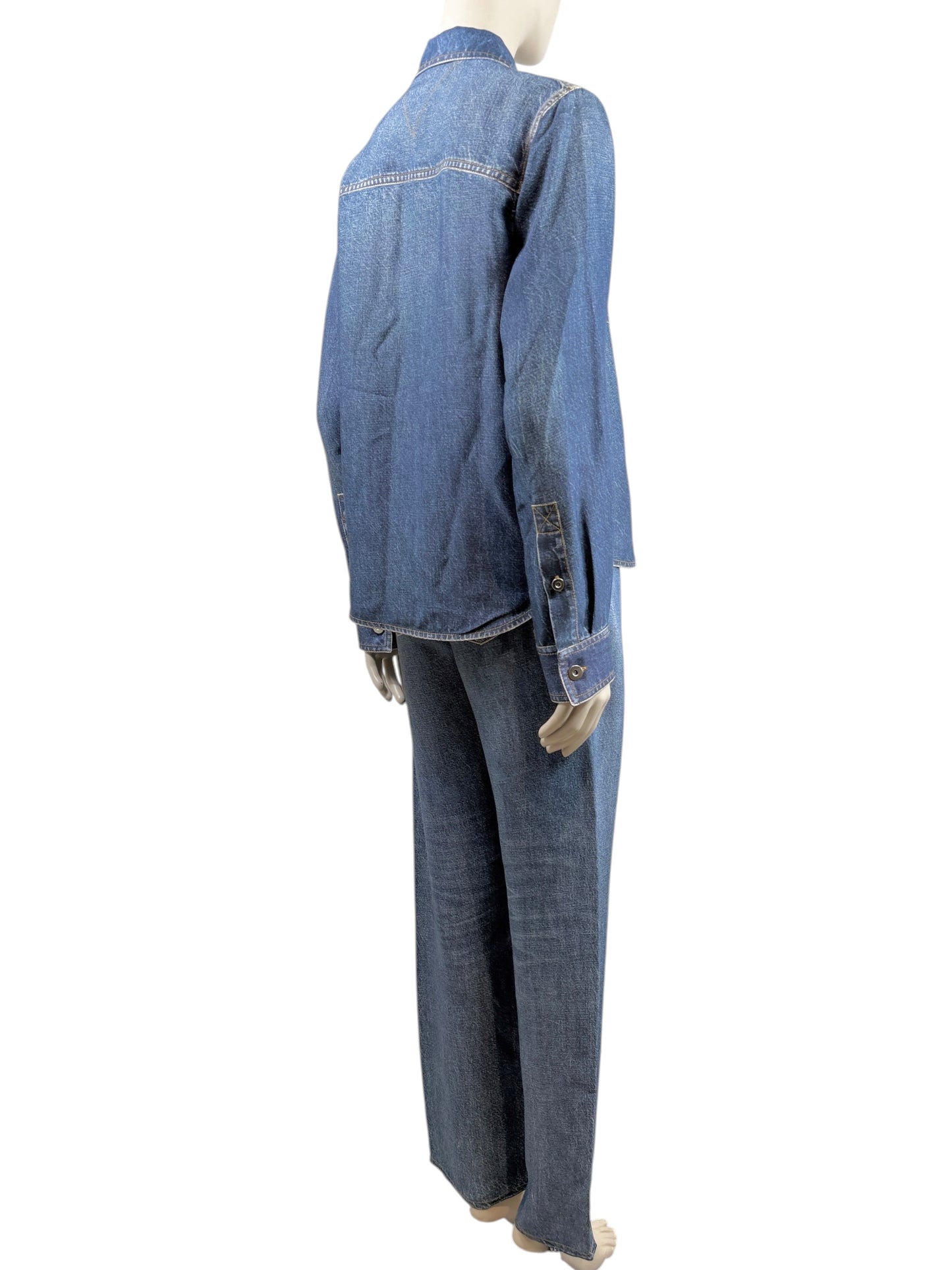 Bottega Veneta Matthieu Blazy Spring 2023 Denim printed trouser pant suits