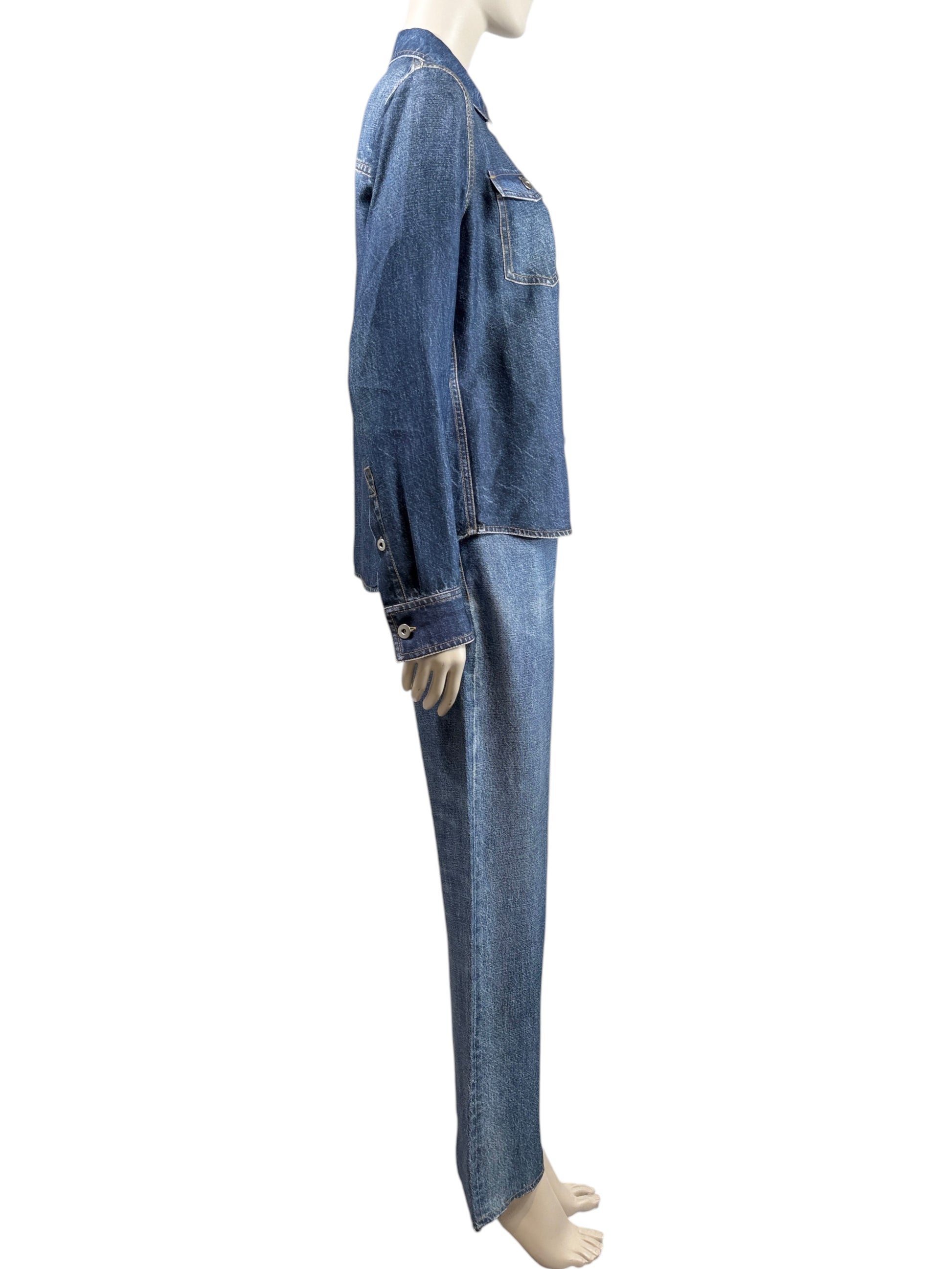 Bottega Veneta Matthieu Blazy Spring 2023 Denim printed trouser pant suits