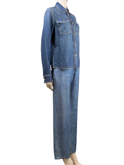 Bottega Veneta Matthieu Blazy Spring 2023 Denim printed trouser pant suits