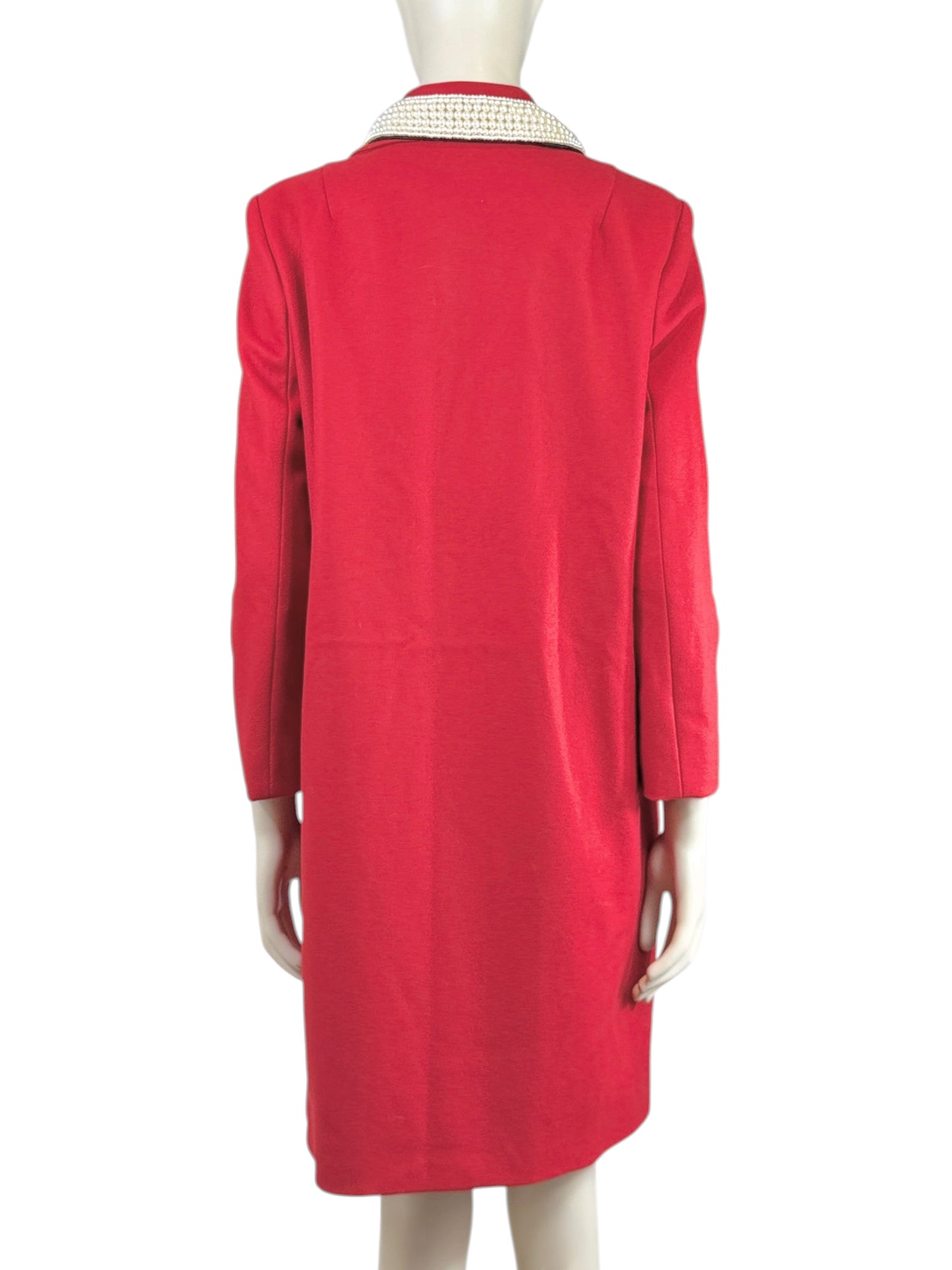 Boutique Moschino Jeremy Scott Fall 2020 Red wool coat swan collar