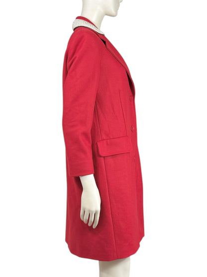 Boutique Moschino Jeremy Scott Fall 2020 Red wool coat swan collar
