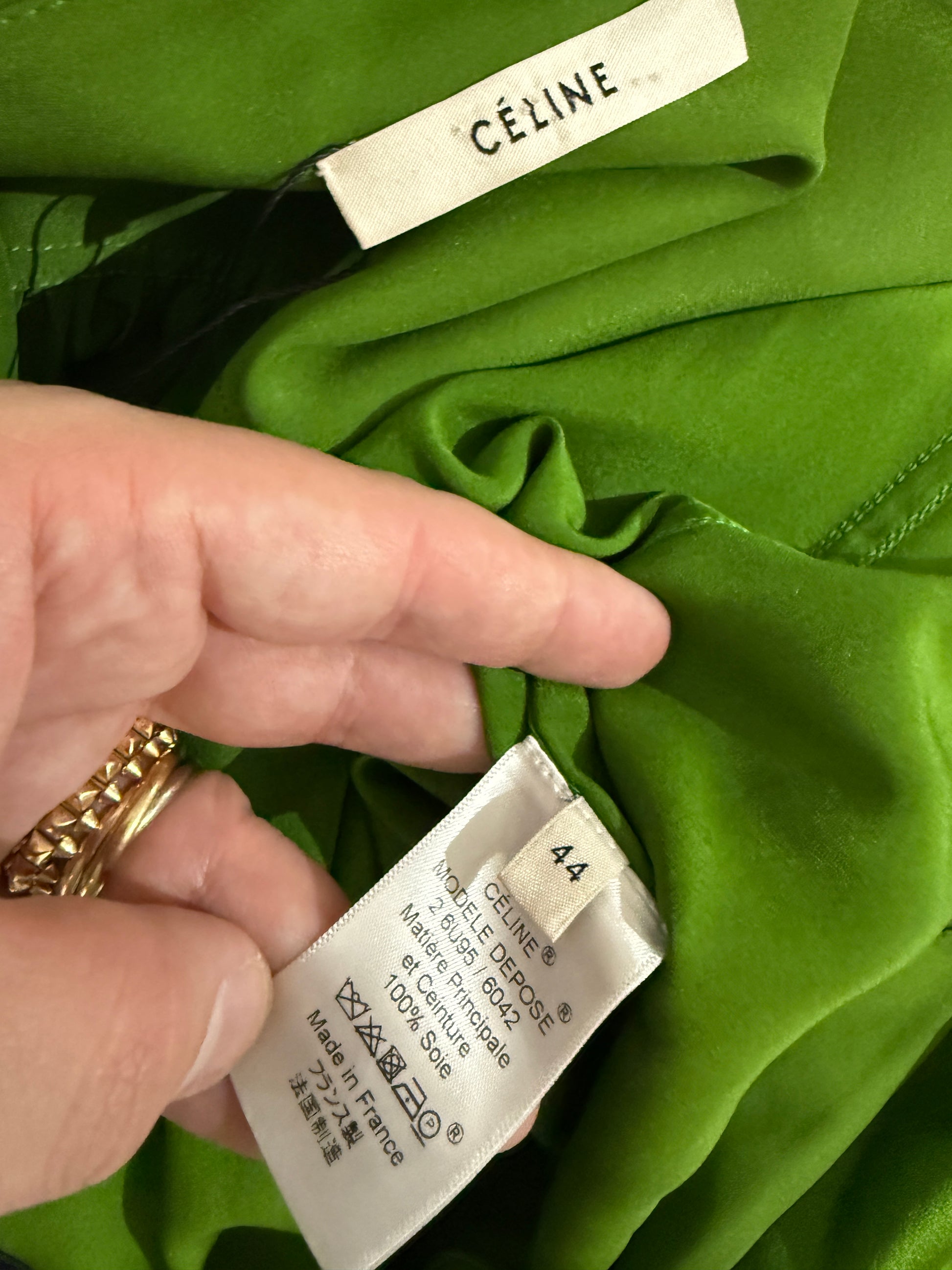 Celine Phoebe Philo - Pre-fall 2016  - Green silk shirt dress