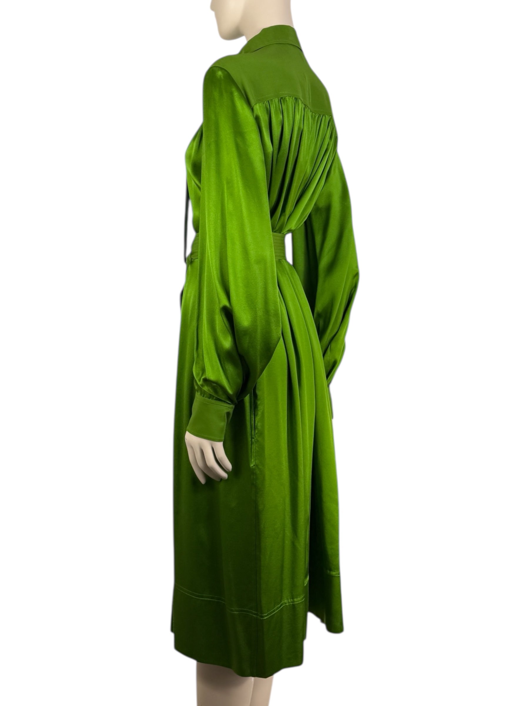 Celine Phoebe Philo - Pre-fall 2016  - Green silk shirt dress
