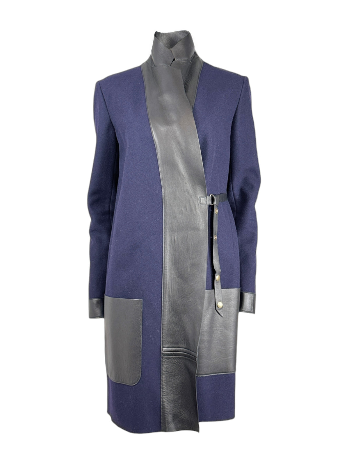 Celine Phoebe Philo Fall 2010 Navy wool black lambskin coat