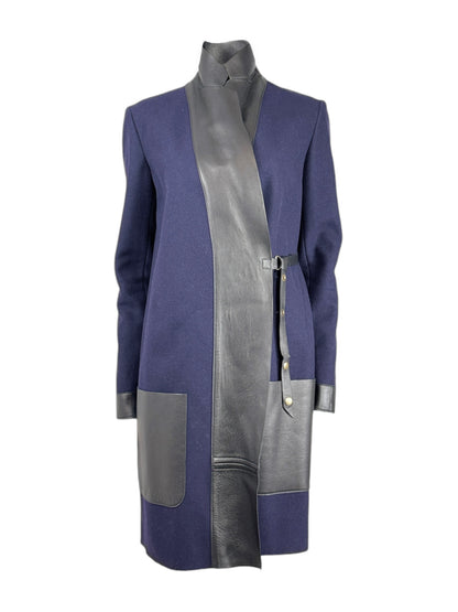 Celine Phoebe Philo Fall 2010 Navy wool black lambskin coat