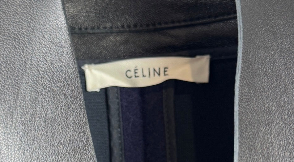Celine Phoebe Philo Fall 2010 Navy wool black lambskin coat