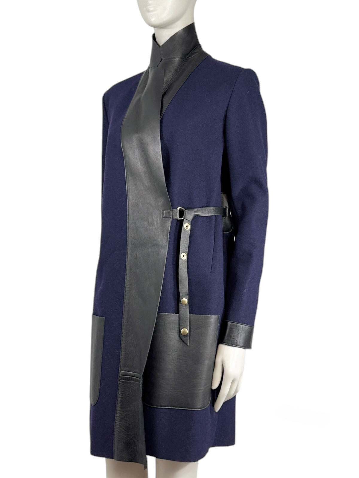 Celine Phoebe Philo Fall 2010 Navy wool black lambskin coat