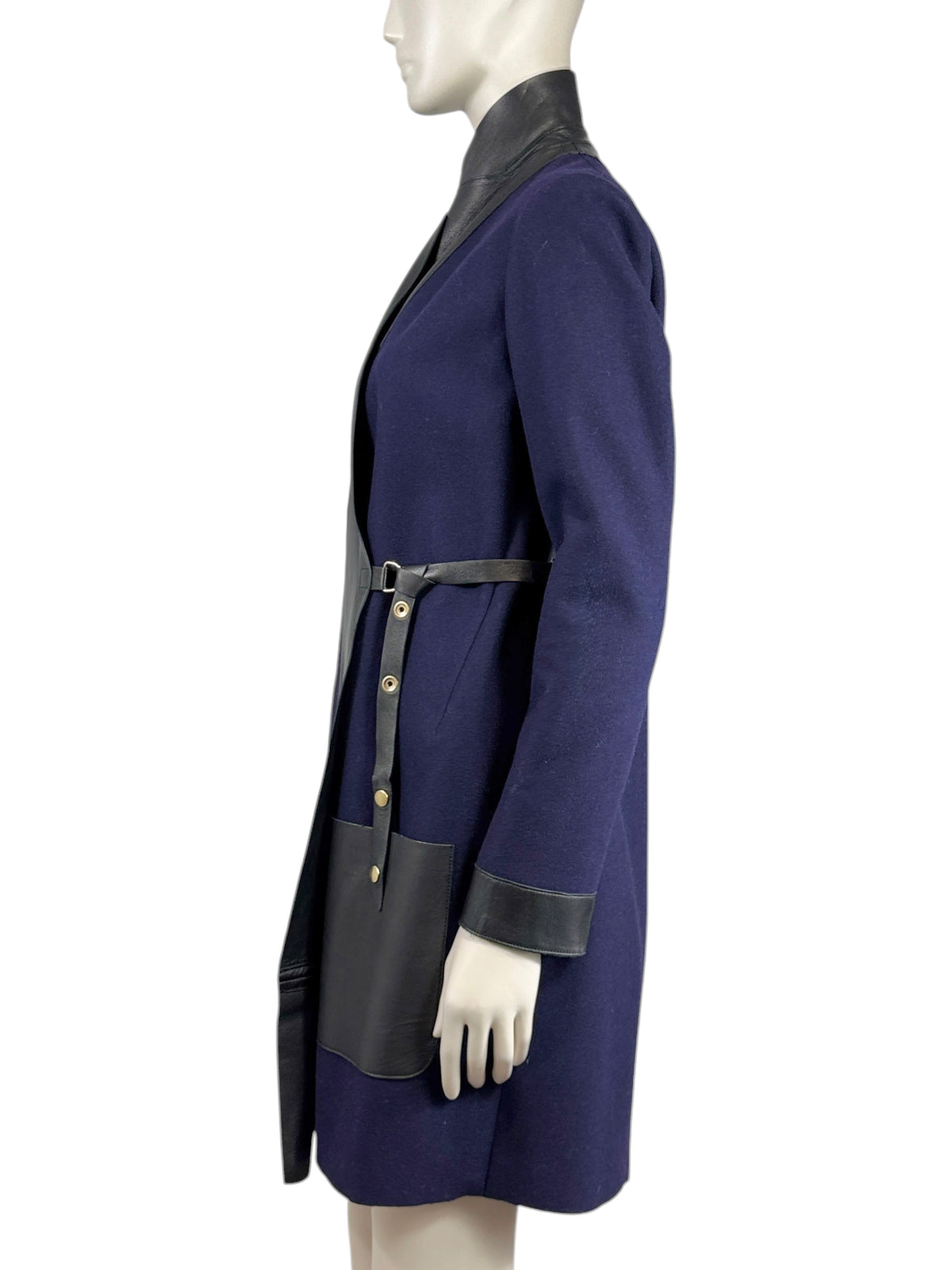 Celine Phoebe Philo Fall 2010 Navy wool black lambskin coat