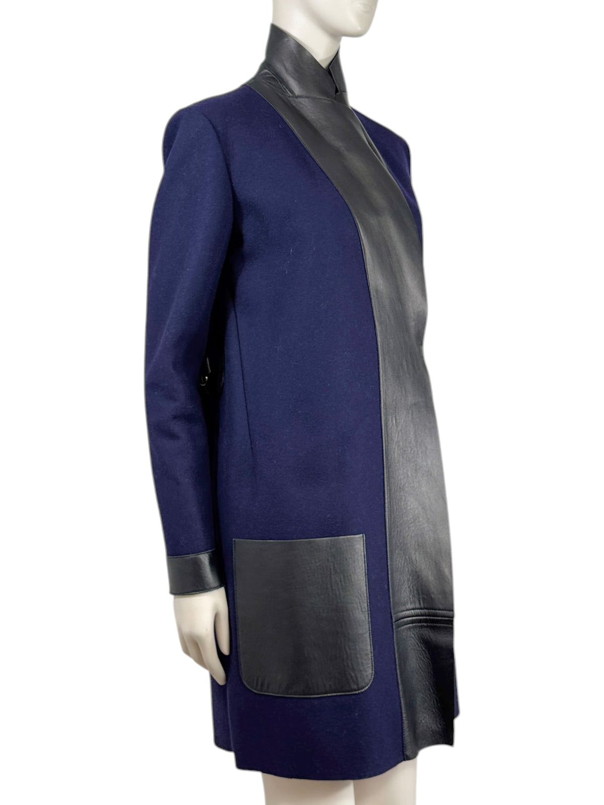 Celine Phoebe Philo Fall 2010 Navy wool black lambskin coat