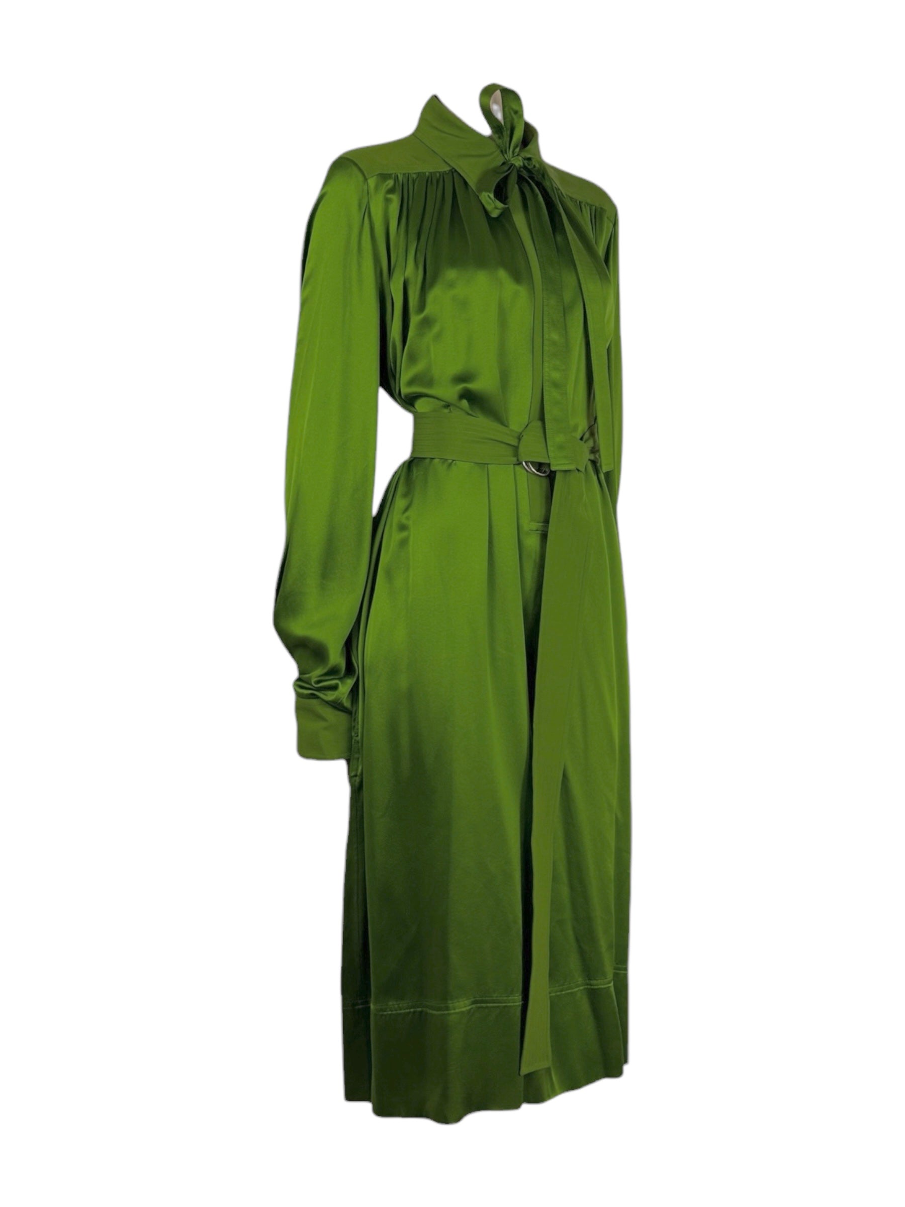 Celine X Phoebe Philo - Pre-fall 2016 Collection - Green silk shirt dress