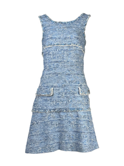 Chanel  Karl Lagerfeld - Spring/Summer 2014  - Sleeveless blue and white tweed dress