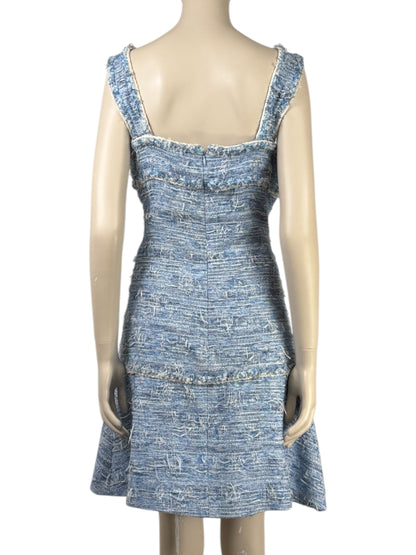 Chanel  Karl Lagerfeld - Spring/Summer 2014  - Sleeveless blue and white tweed dress 3