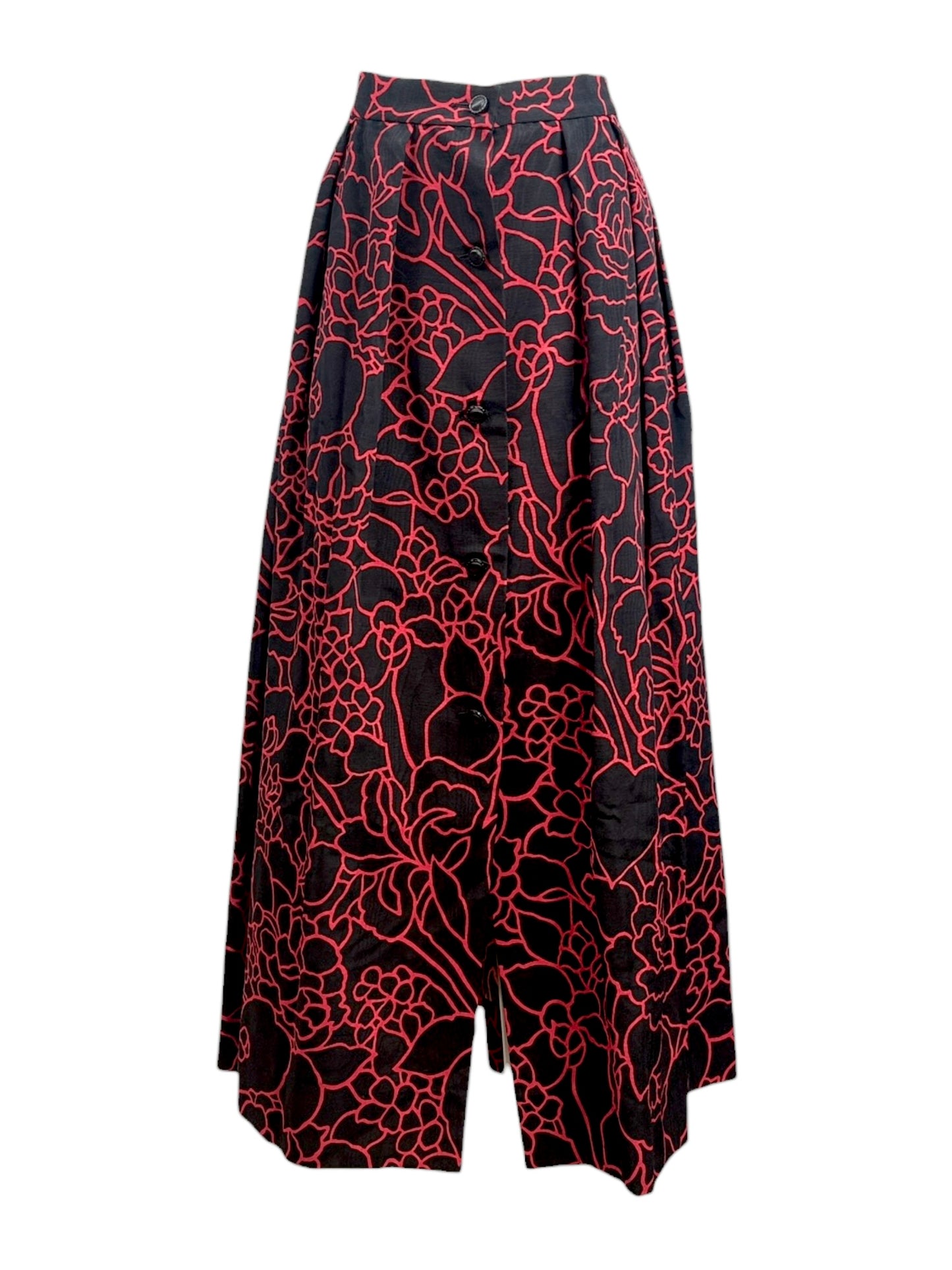 Chanel Karl Lagerfeld 1989 Camelia black red printed skirt