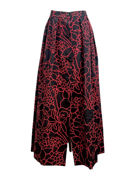 Chanel Karl Lagerfeld 1989 Camelia black red printed skirt