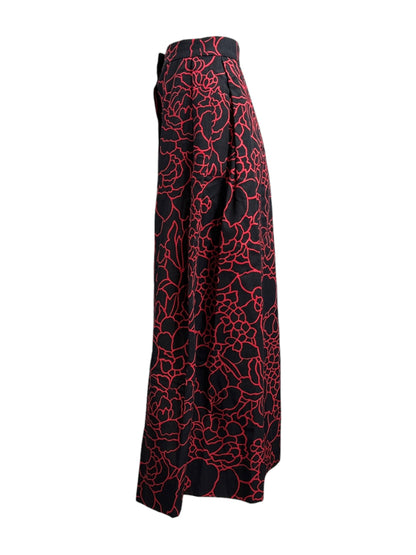 Chanel Karl Lagerfeld 1989 Camelia black red printed skirt