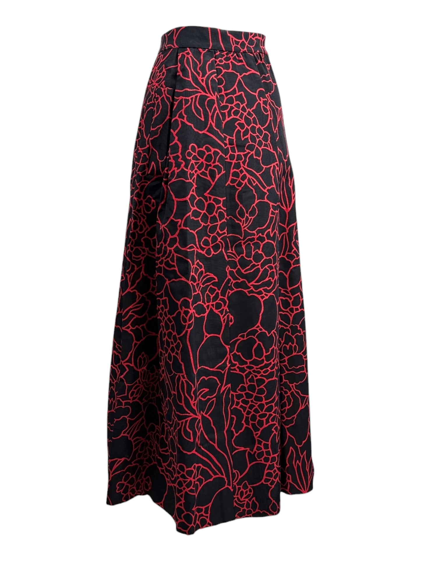 Chanel Karl Lagerfeld 1989 Camelia black red printed skirt