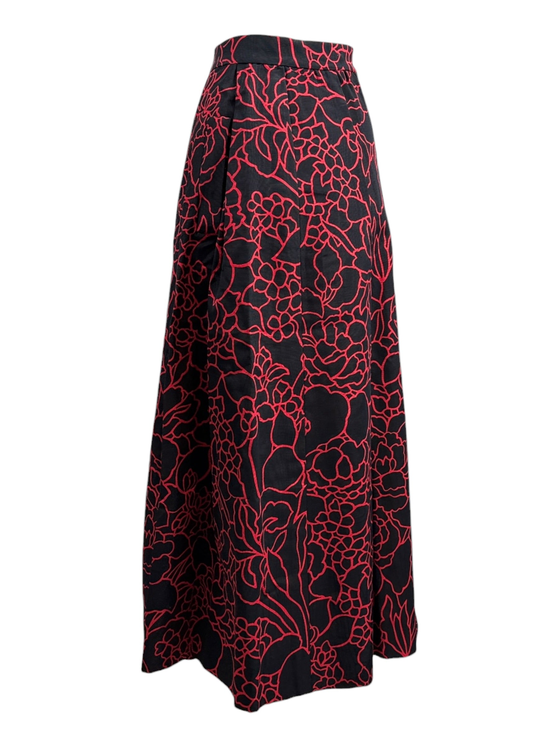Chanel Karl Lagerfeld 1989 Camelia black red printed skirt