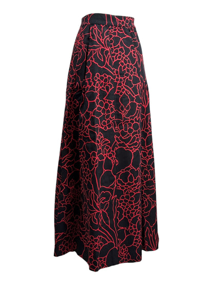 Chanel Karl Lagerfeld 1989 Camelia black red printed skirt